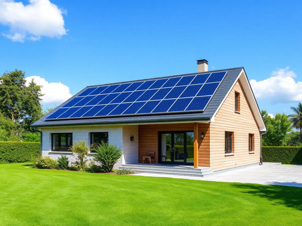 Casa com painéis solares